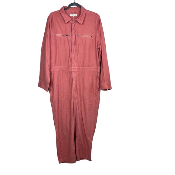Madewell Zip-Pocket Coverall Jumpsuit XXL Garment-Dyed Dusty Rose - Picture 3 of 9